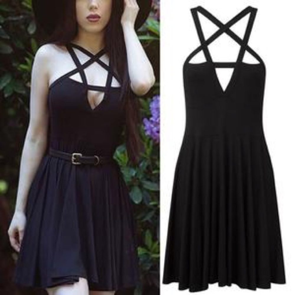 Black pentagram dress